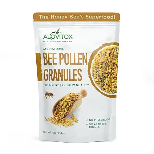 Alovitox Bee Pollen Granules 16 Oz | 100% Pure, Fresh Raw Bee Pollen | Superfood Packed Bee Pollen with Antioxidant, Protein, Vitamins & More |