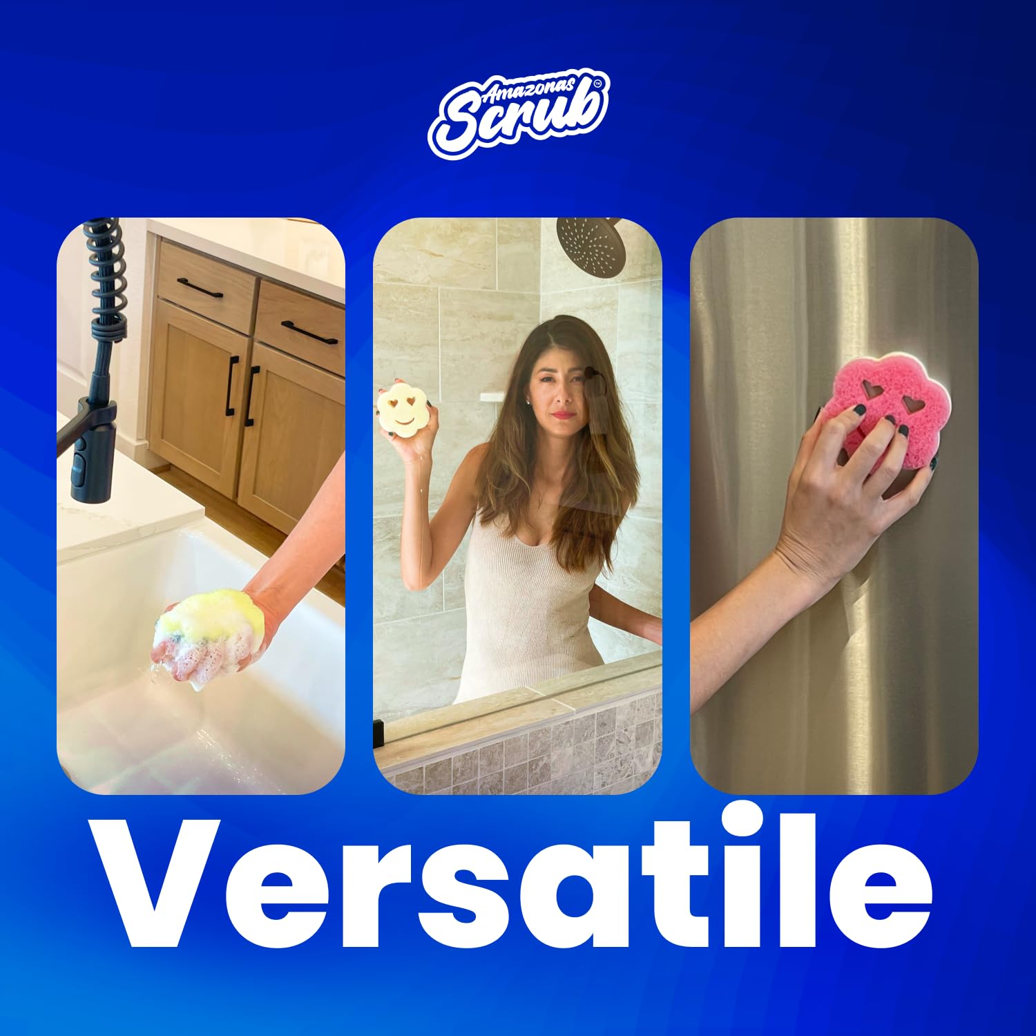 6 Double Side, Amazonas Scrub, Your New Cleaning Essential! This 6-Pack of Double-Sided Scrubber and Sponge is Designed to Simplify Your Cleaning
