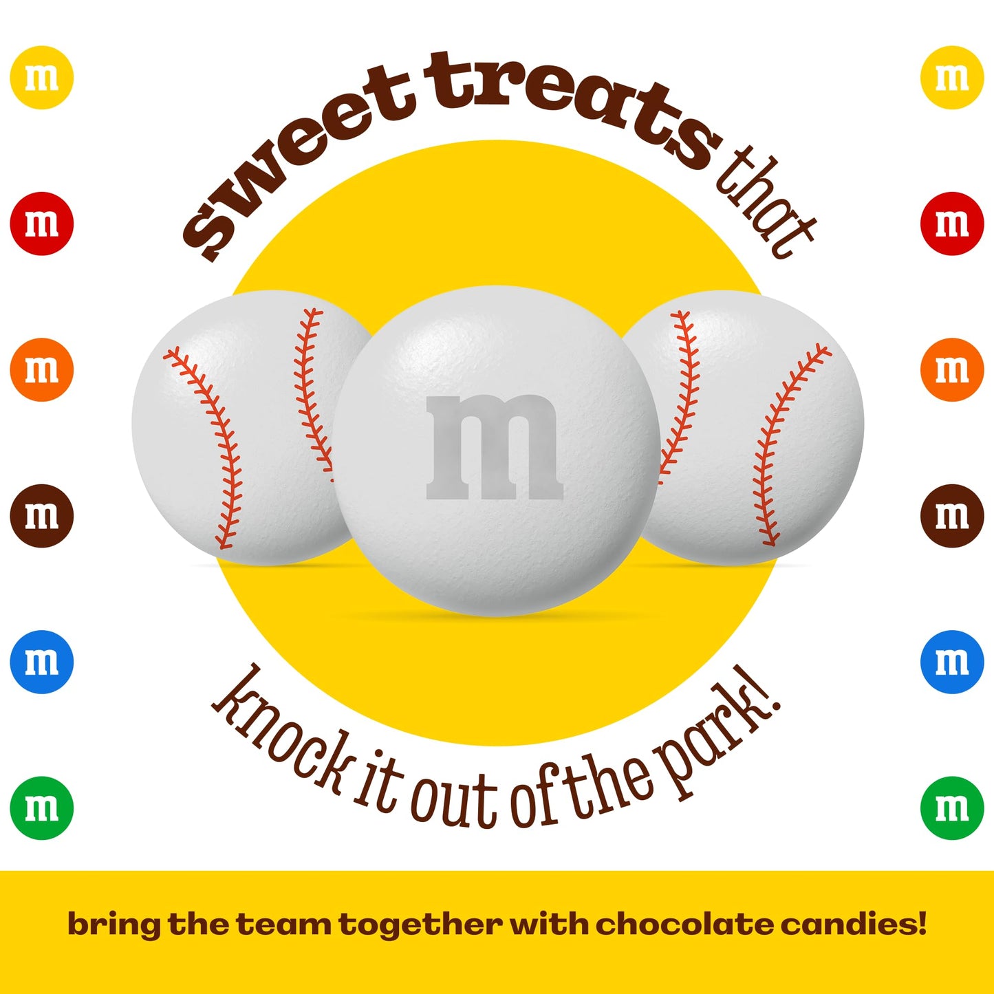 M&M’S WORLD Baseball Milk Chocolate Candies, 2 lbs Bulk - For Baseball Party Favors, Party Supplies, Goodie Bags, and More