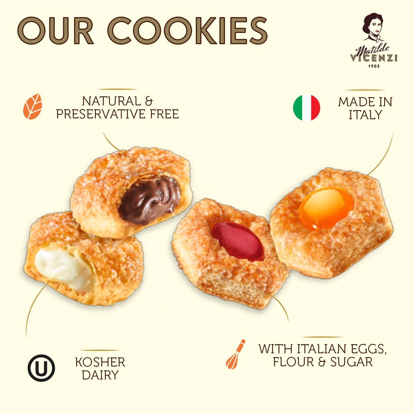 Matilde Vicenzi Millefoglie D'Italia Fine Selection of Italian Pastries - Gourmet Gifts For Teachers, Fathers Day - Assortment of Vanilla, Apricot