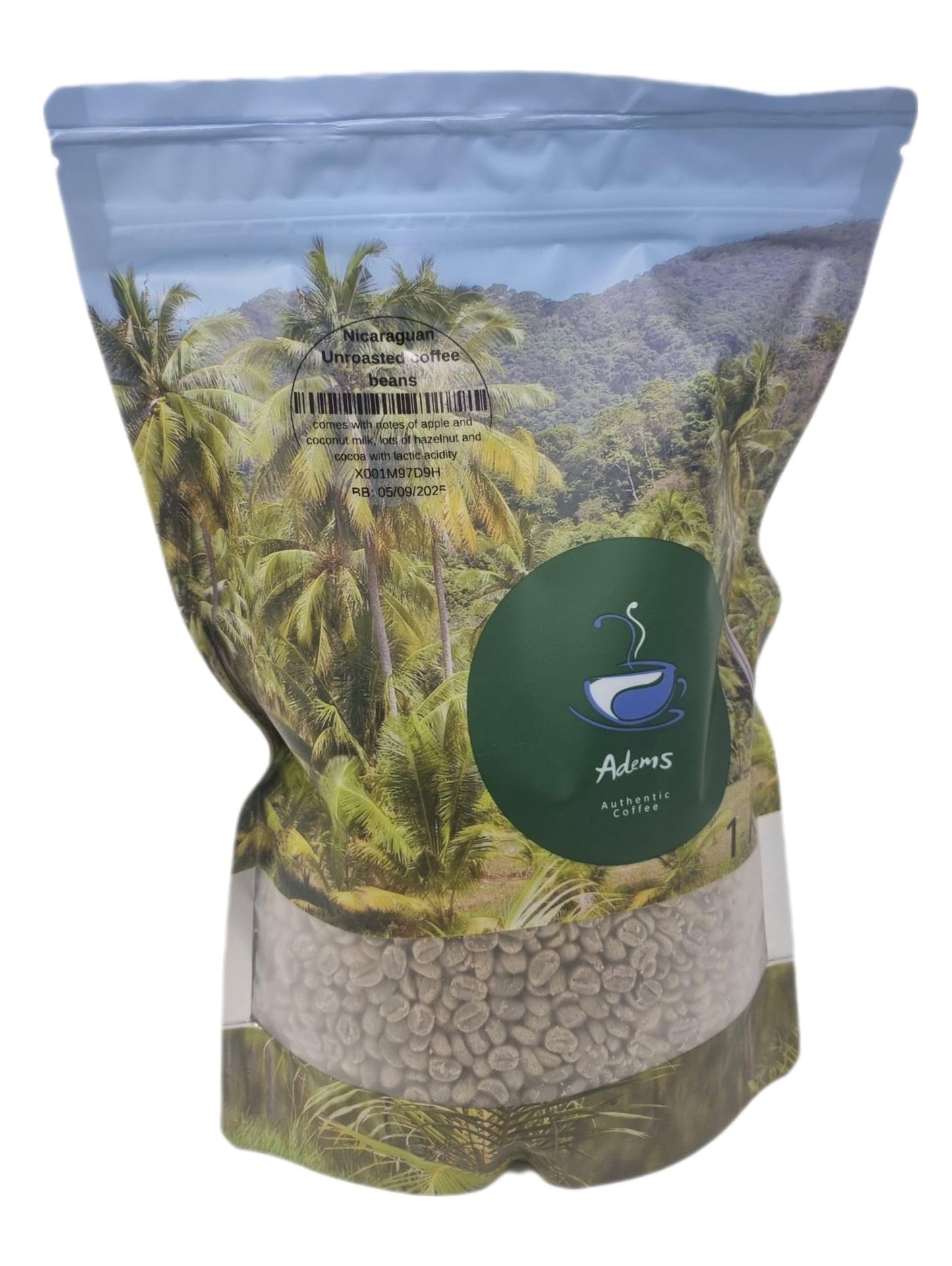 Adems Nicaraguan green coffee beans 1 kg for home and business roasting
