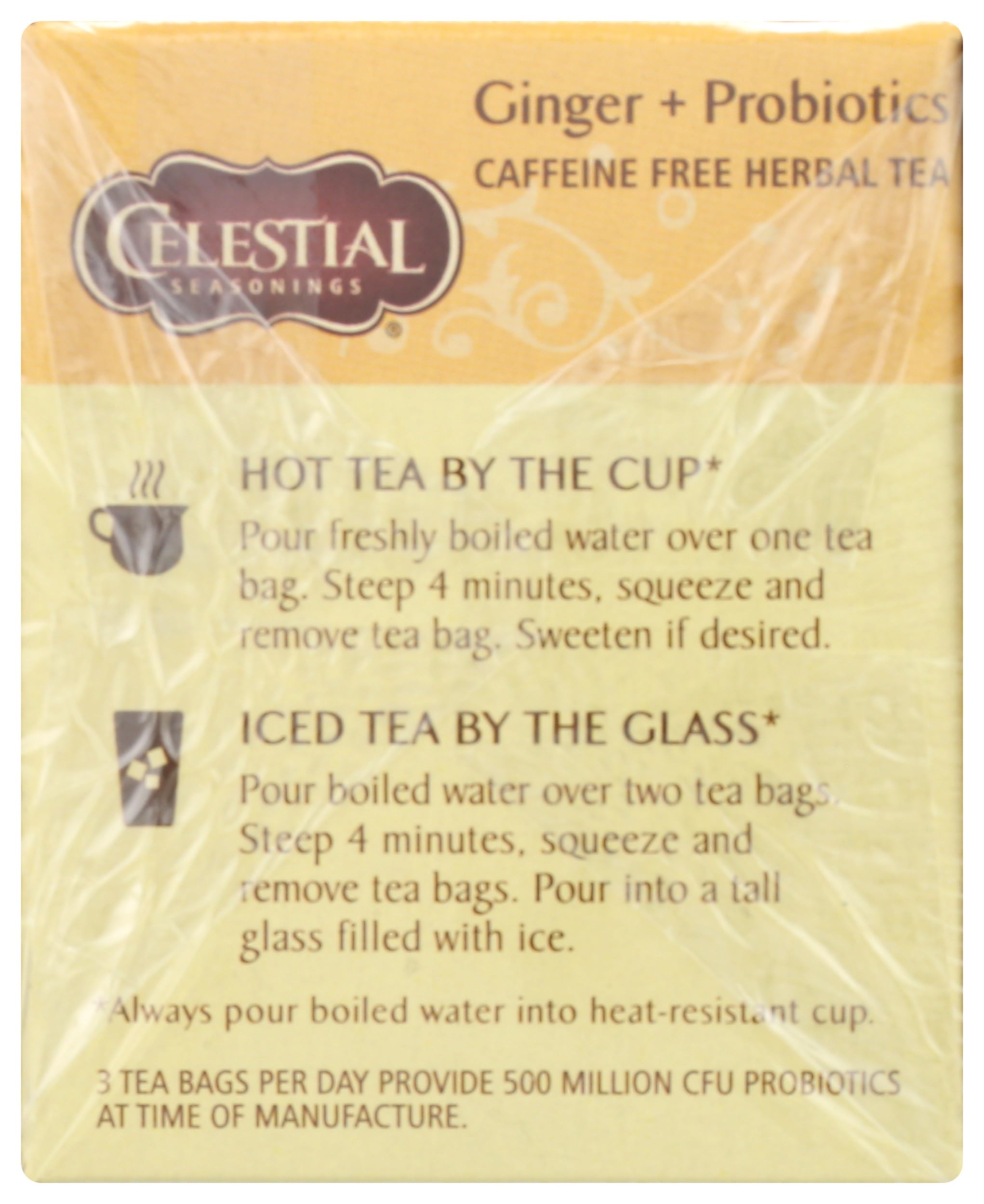 Celestial Seasonings Ginger & Probiotics Herbal Tea, 16 CT
