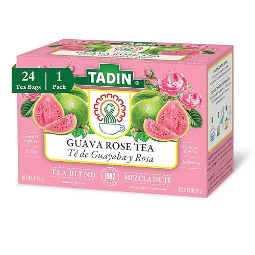 Tadin Guava Rose Tea, Contains Caffeine, 24 Tea Bags Per Box, Pack of 1