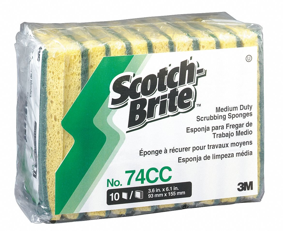 Scrubber Sponge, 6"L, 3-5/8"W, PK10