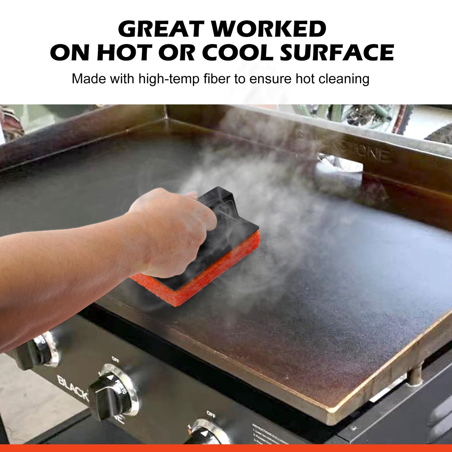 Griddle Cleaning Pads for Blackstone Flat Top, Non-Scratch Grill Scrub Pads, Bathroom Scrubbing Pads, Pool Scrub Brush, Shower Tile (22 Pads + Handle)