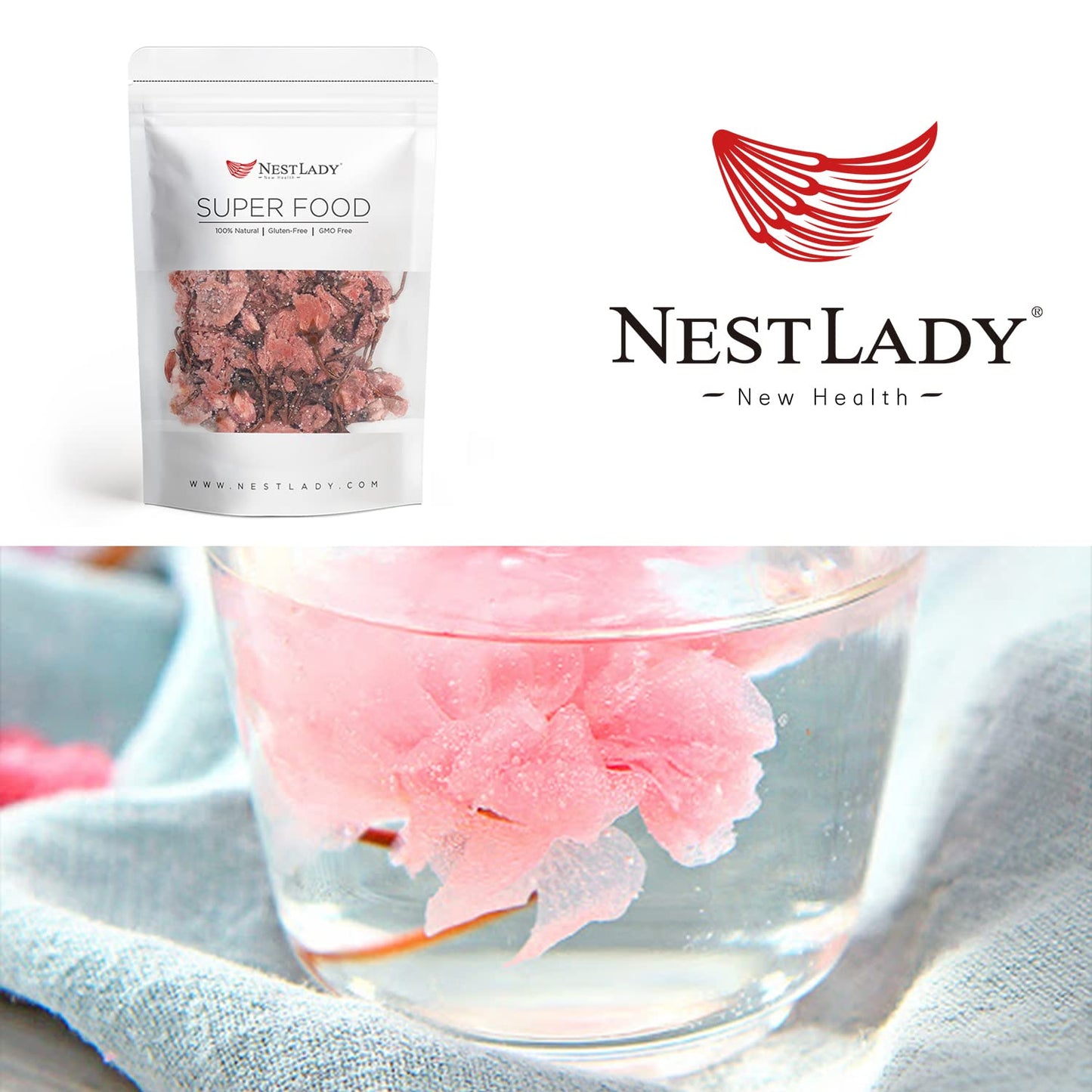 NESTLADY Pickled Sakura Cherry Blossoms, Edible Salted Cherry Blossom for Tea & Baking, Japanese Sakura Flowers 75g