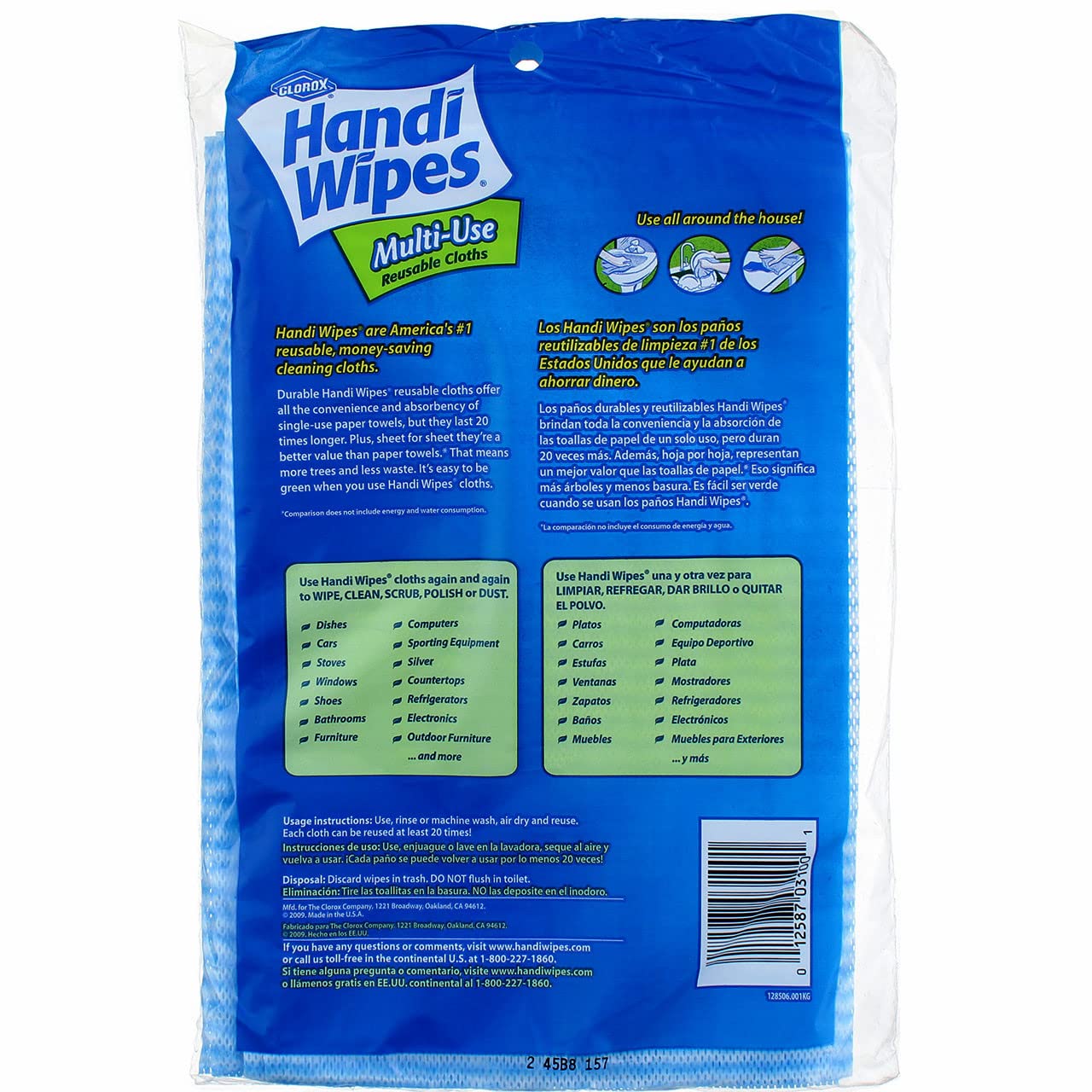 Handi Wipes Reusable Cloths, 6-Count Packages (Pack of 15), (Colors May Vary)