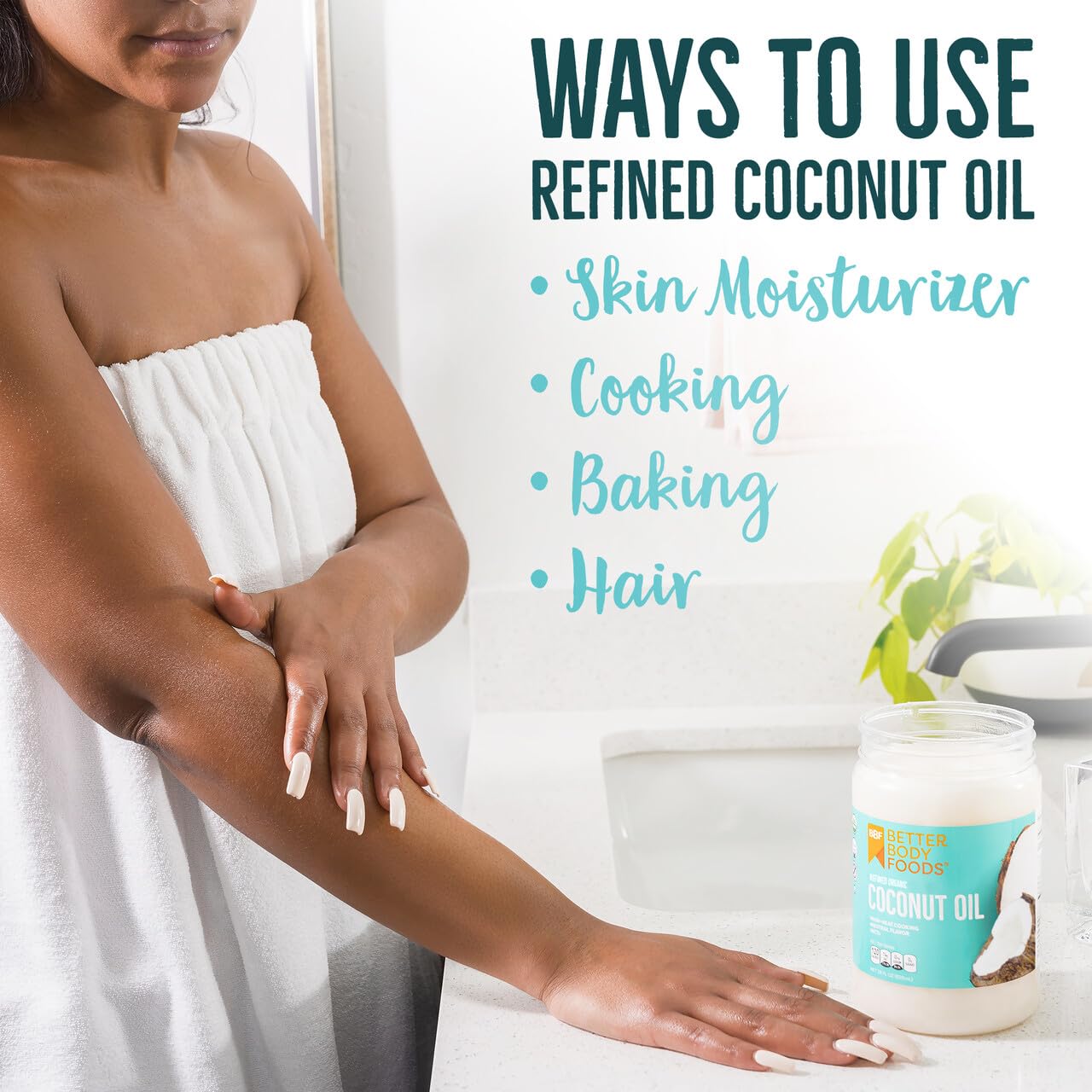 BetterBody Foods Refined Organic Coconut Oil with Neutral Flavor and Aroma, Non-GMO, Cooking Oil, 1 Gallon