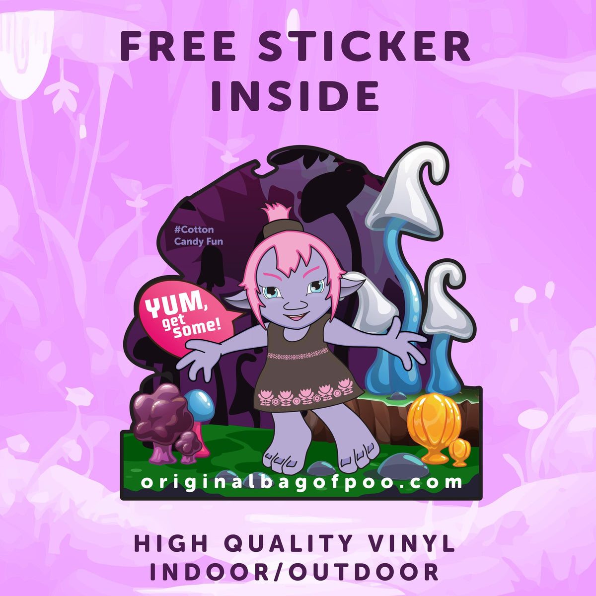 The Original Bag of Poo®, Troll Poo (grape flavored cotton candy) Novelty Poop Gag Gift (1 oz. single bag), Free sticker inside.
