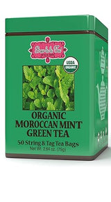 Brew La La Organic Green Tea - Moroccan Mint Flavor - 50 Double Chambered Bags - Low Caffeine Gourmet Tea - Certified Organic