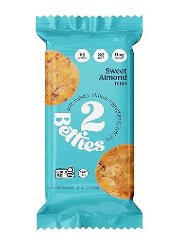 2Betties Sweet Almond Cookie Snack Bites - Gluten Free Snacks Individually Wrapped, Non-GMO, No Seed Oils, Dairy Free - Almond Flour Cookies, Healthy