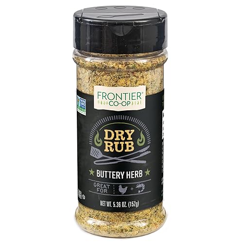Frontier Co-op Buttery Herb Dry Rub Seasoning, 5.36 oz - Dry Rub for Wings, Poultry, or Shrimp