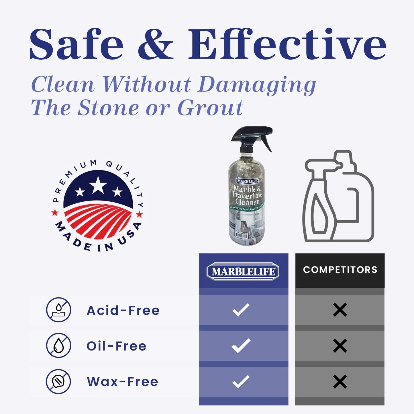 Marblelife InterCare Marble and Travertine, Natural Stone & Terrazzo Liquid Cleaner, Shower & Tile Surface Care, Floor, Walls & Countertop Cleaner