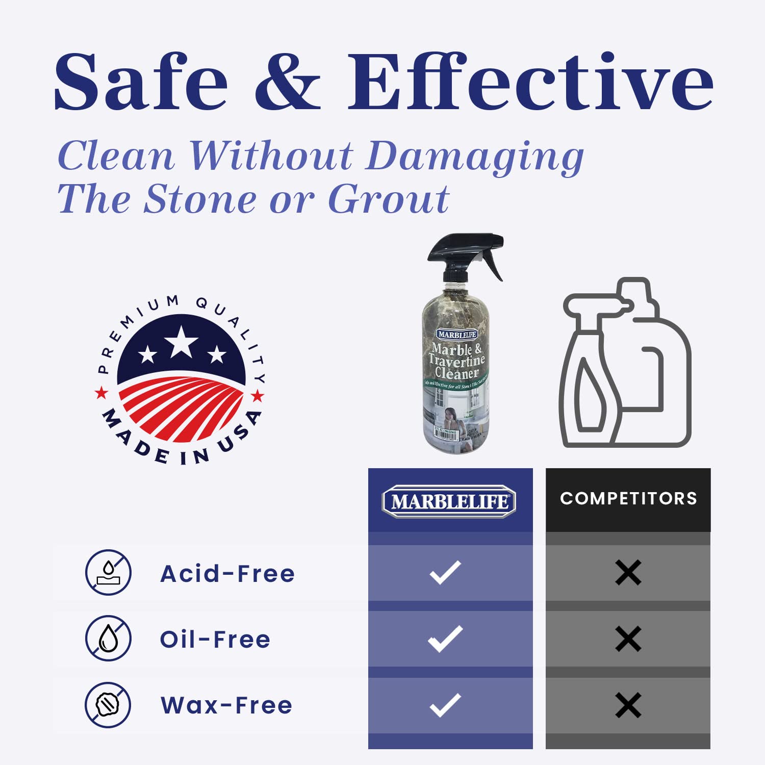 Marblelife InterCare Marble and Travertine, Natural Stone & Terrazzo Liquid Cleaner, Shower & Tile Surface Care, Floor, Walls & Countertop Cleaner