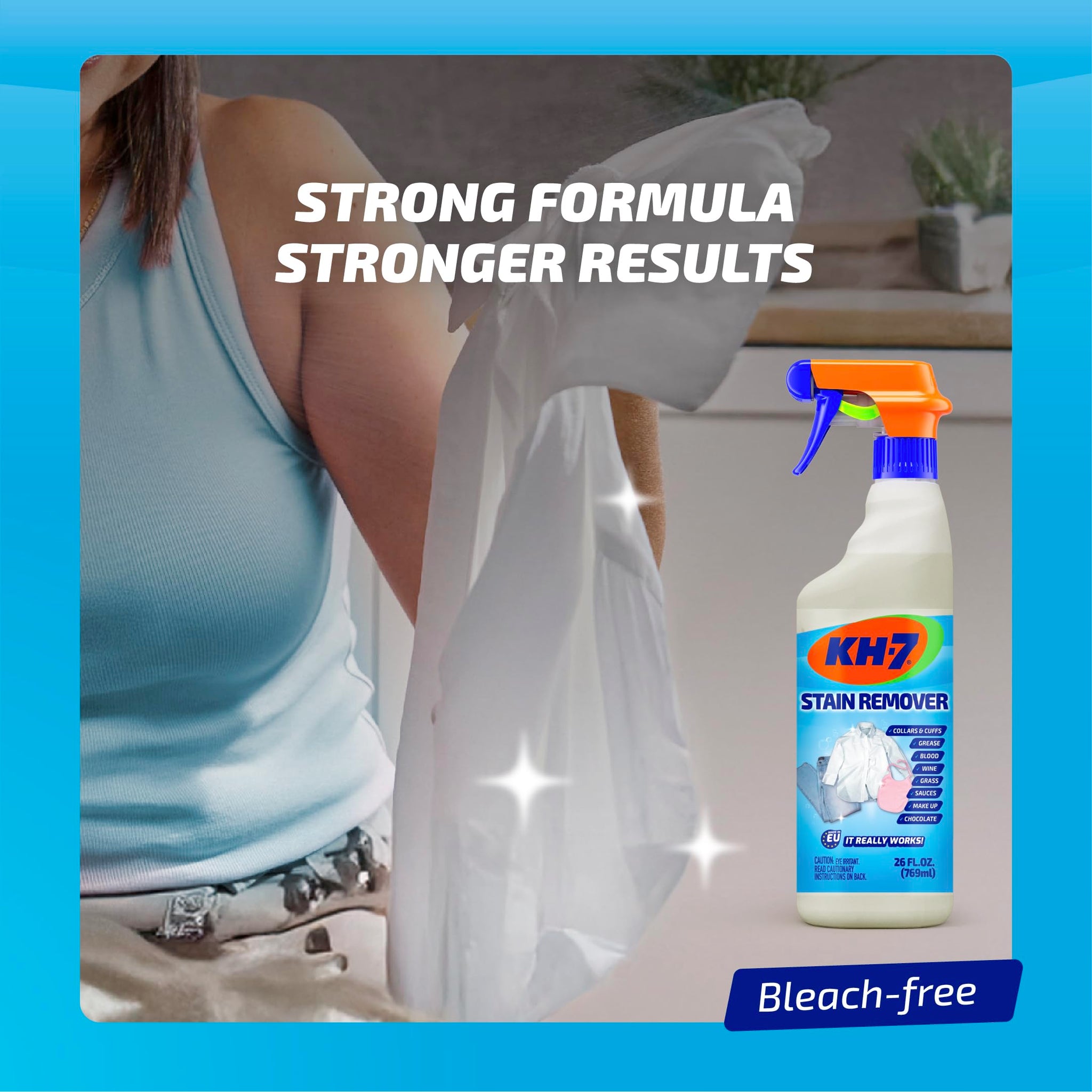 KH7 Stain Remover: Powerful Pre-Treatment for Tough Stains on Clothes. Removes All Types of Stains, Blood, Grass, Grease, Makeup and More, 26 oz