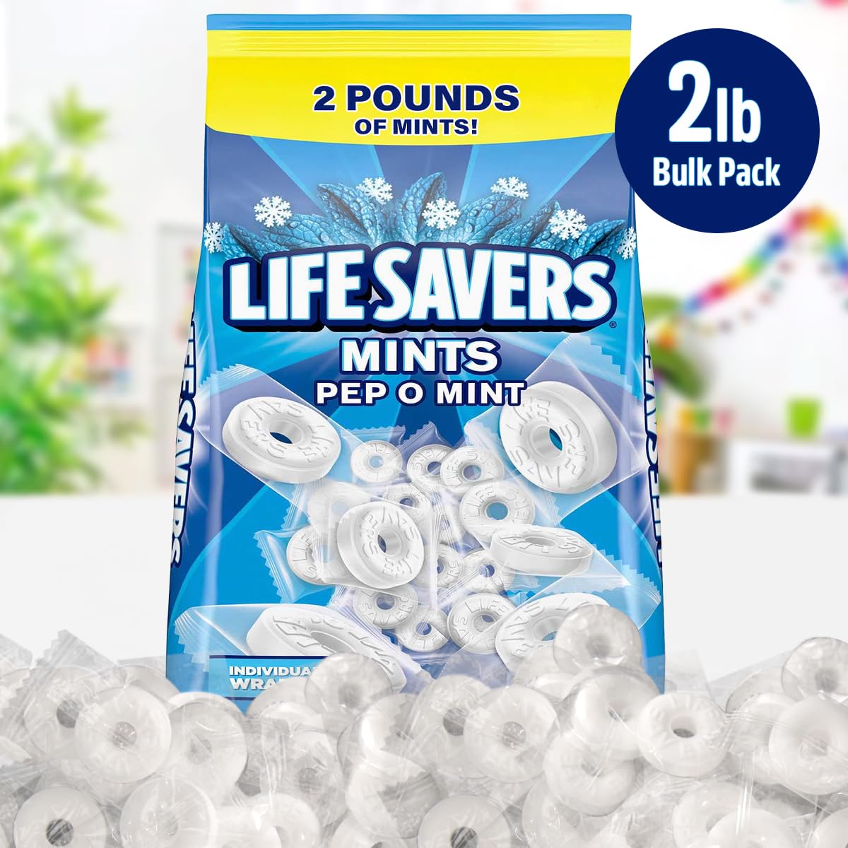 Pep O Mint Hard Candy, 2lb Pack of Mints Bulk, Perfect for Sharing, Gifting, Weddings and Special Events, Classic Peppermint Individually Wrapped