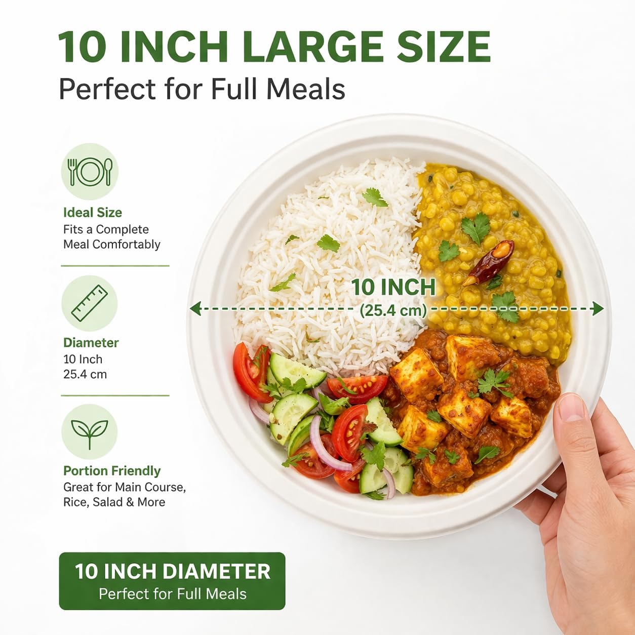 BAGASSEWARE 7-Inch Eco Plates | 150 Count Durable Disposable Tableware | Biodegradable Sugarcane Bagasse | Microwave & Freezer Friendly |