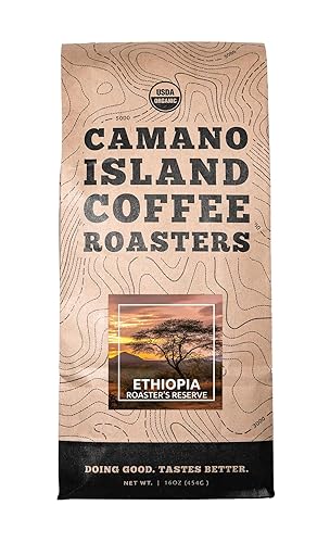 Camano Island Coffee Roasters - Organic Ethiopian Medium Roast Coffee - Fresh Premium USDA Certified Organic, Shade Grown, Fair Trade, and Ethical