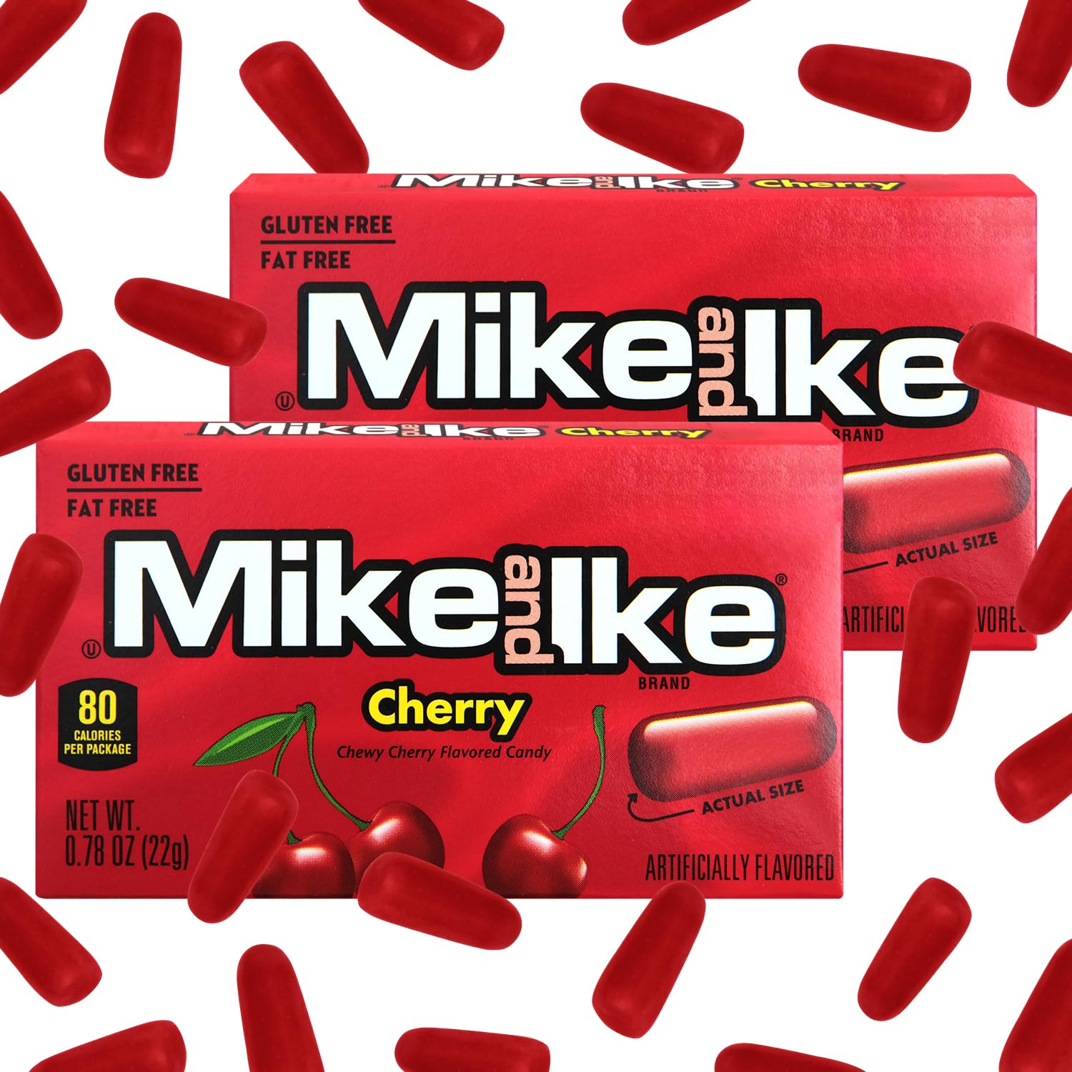 Mike and Ike Cherry Candy, 2 Pack of Candy Boxes 0.78OZ Each, Ideal Mike and Ike Candy for Your Favorite Films, Perfect Candy for Sharing