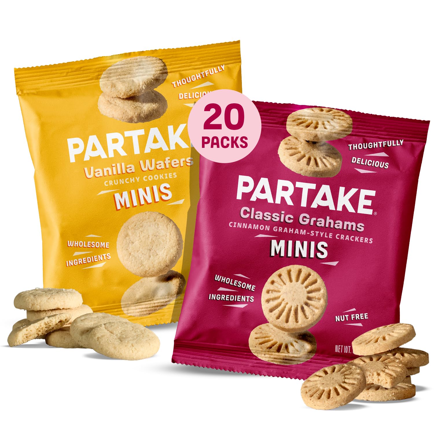 Gluten Free Partake Mini Classic Graham Crackers & Vanilla Wafer Cookies Variety Pack - Vegan - Free From the Top 9 Allergens Including Dairy, Wheat