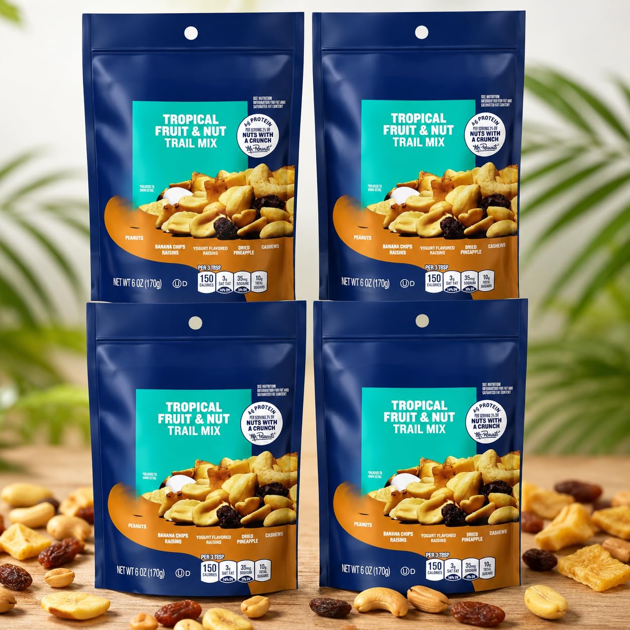 Trail Mix Tropical Fruit & Nuts, 2 Pack, 6 oz, Cashews, Peanuts, Raisins