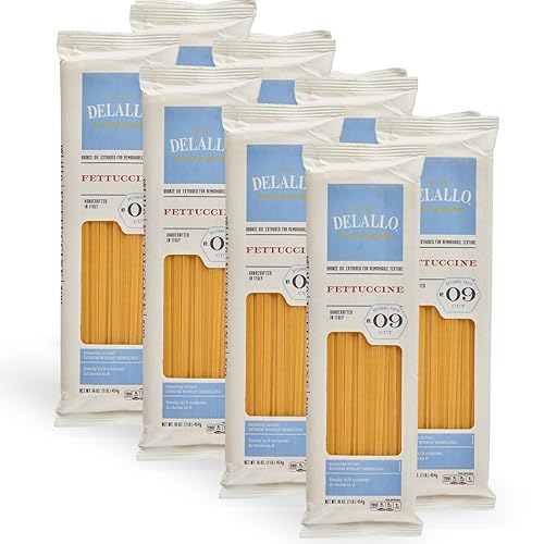 DeLallo, Fettuccine Pasta, Made in Italy, Bronze Cut, Made with Only 100% Durum Wheat Semolina Flour, All Natural, Kosher, Vegan, Non-GMO, 1 Pound