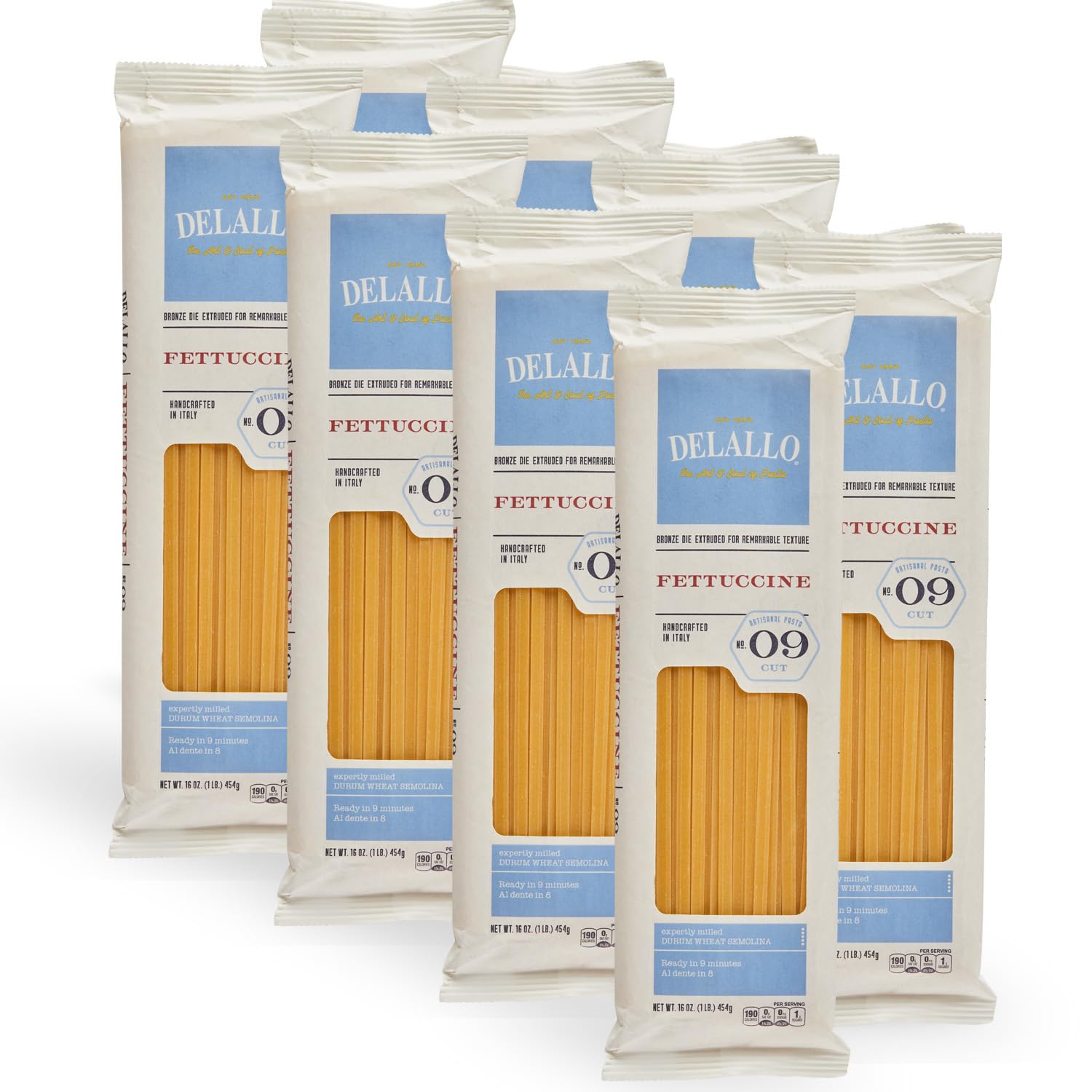 DeLallo, Fettuccine Pasta, Made in Italy, Bronze Cut, Made with Only 100% Durum Wheat Semolina Flour, All Natural, Kosher, Vegan, Non-GMO, 1 Pound