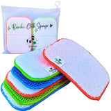 Certain Leaf Foldable Dish Sponge - Thin Dual-Sided with Mesh Scrubber and Rayon derived from Bamboo Reusable Non-Scratch Kitchen Sponge