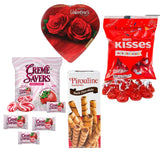 Valentines Day Gift Basket Set | Teddy Bear Plush (COLOR VARYS), Creme Savers Hard Candy, Individually Wrapped, Hershey Kisses Milk Chocolate, Heart