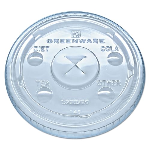 Fabrikal LGC12/20 Greenware Clear Straw Slotted Lid for 9, 12, 20 oz. Greenware Clear Plastic Cup - 1000 / Case