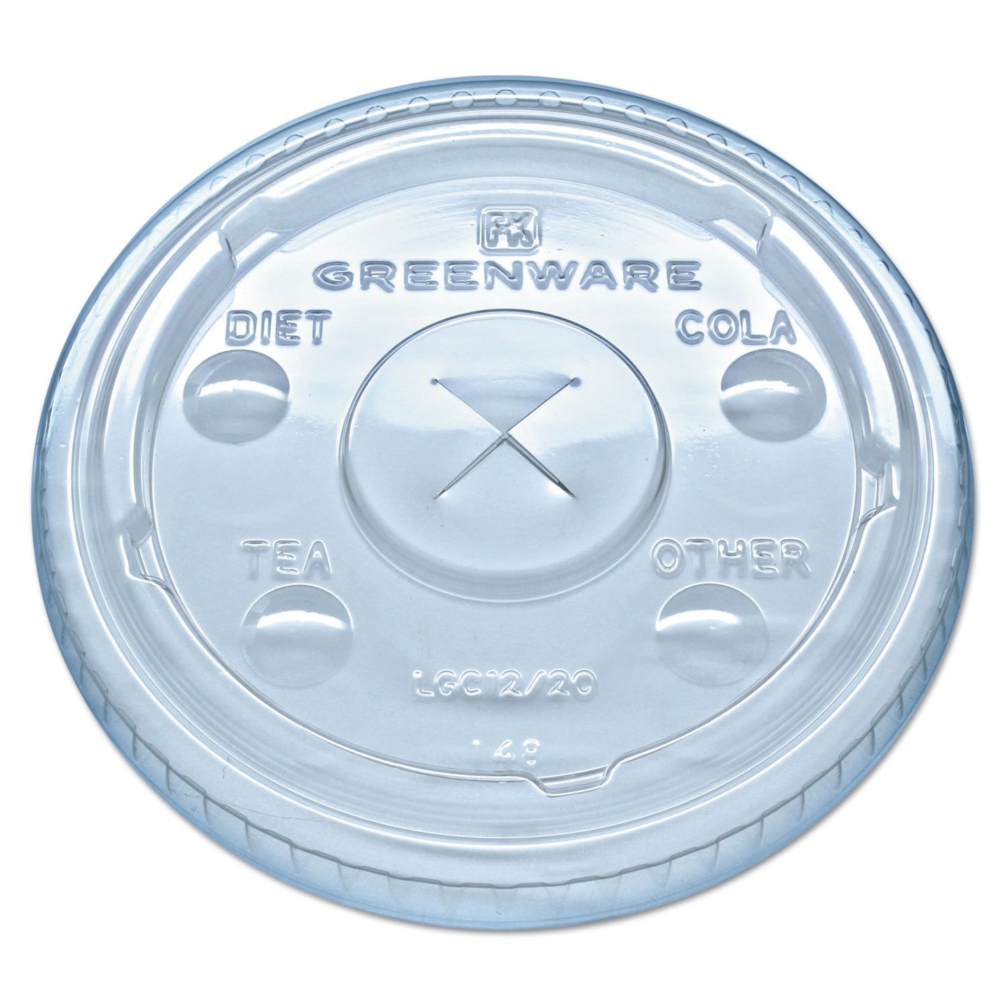 Fabrikal LGC12/20 Greenware Clear Straw Slotted Lid for 9, 12, 20 oz. Greenware Clear Plastic Cup - 1000 / Case