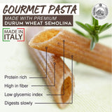 Morelli Organic Whole Wheat Penne Pasta Noodles - Handmade Premium Italian Pasta from Italy, Gourmet Imported Noodles Made with Durum Wheat Semolina