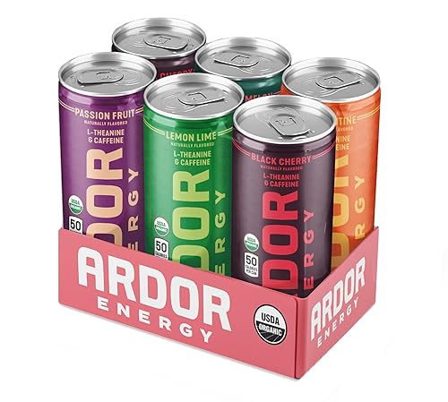 ARDOR ENERGY Natural Sparkling Energy Drink with 100mg Natural Caffeine & 200mg L-Theanine from Organic Green Tea for Smooth Energy & Focus | Healthy
