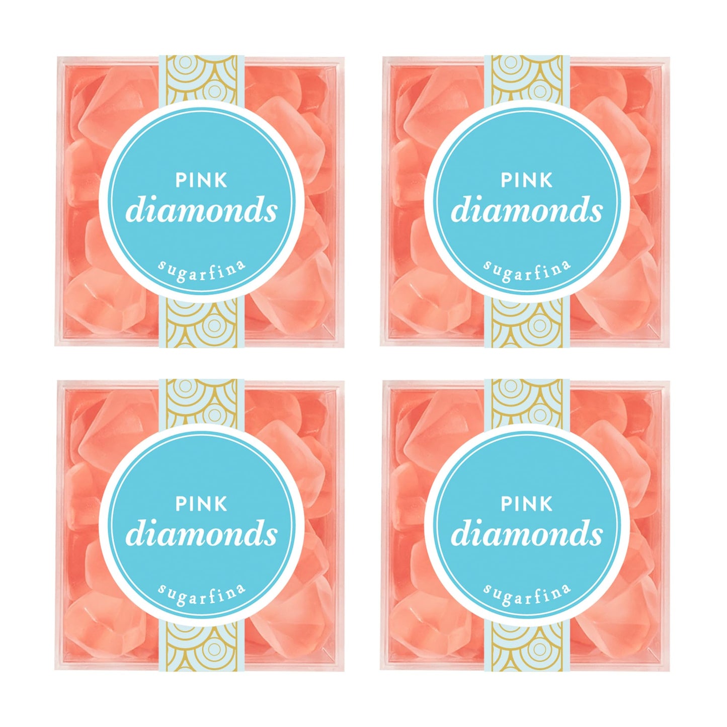 Sugarfina Pink Diamonds Small Candy Cube, Gummies, 4.1 oz, 4 Count