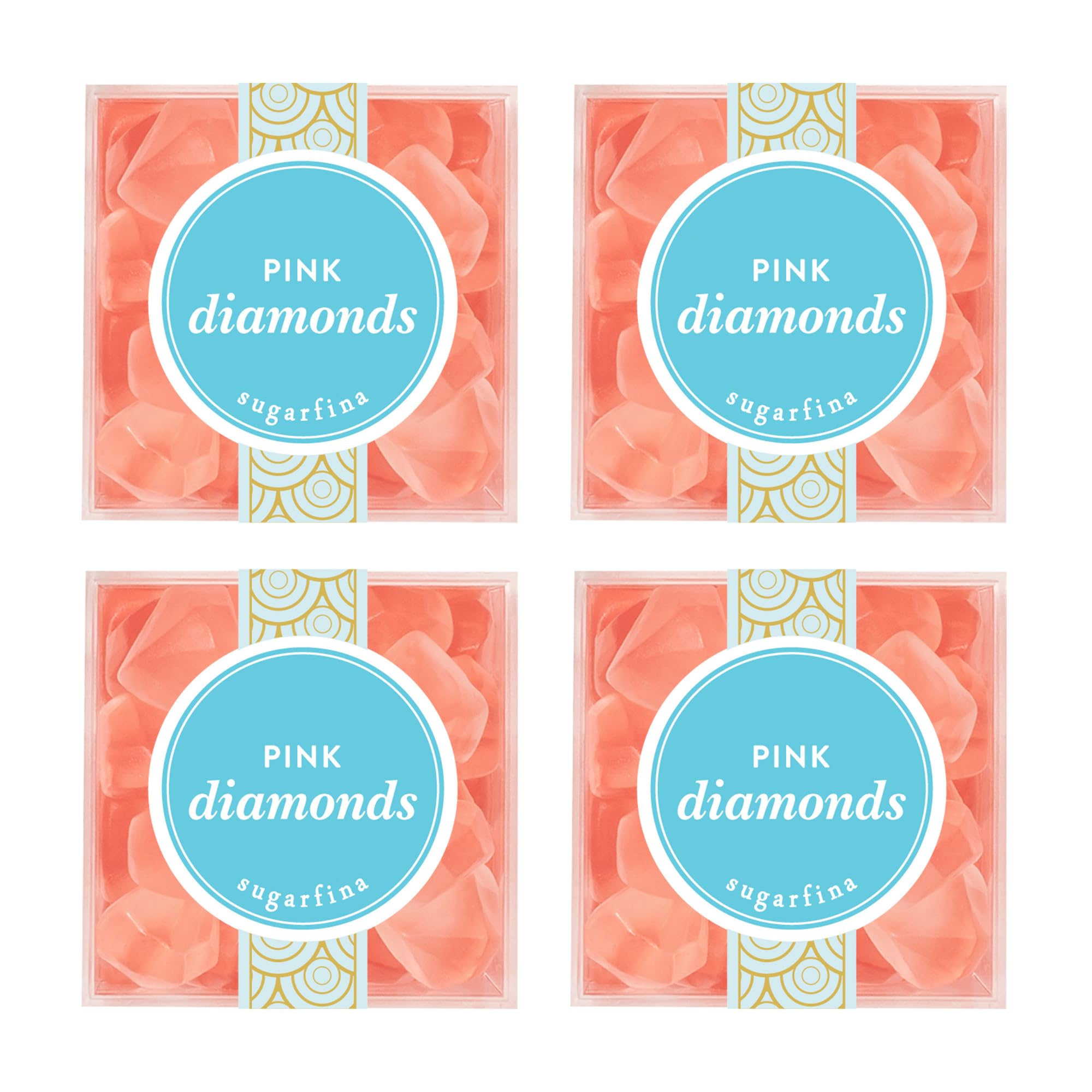 Sugarfina Pink Diamonds Small Candy Cube, Gummies, 4.1 oz, 4 Count