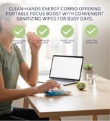 3x Proper Wild Shot Energy Strawberry Kiwi 2.5 FO Bundle with Hand Sanitizing Wipes - Clean Energy Shots with GreenTea Caffeine & L-Theanine for Focus