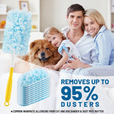 HIMONI Duster Refill for Swiffer, 360 Heavy Duty Refills, Multi Surface, Unscented, Blue, Plastic Handle, Synthetic Head, Soft, Furniture, Fan (30