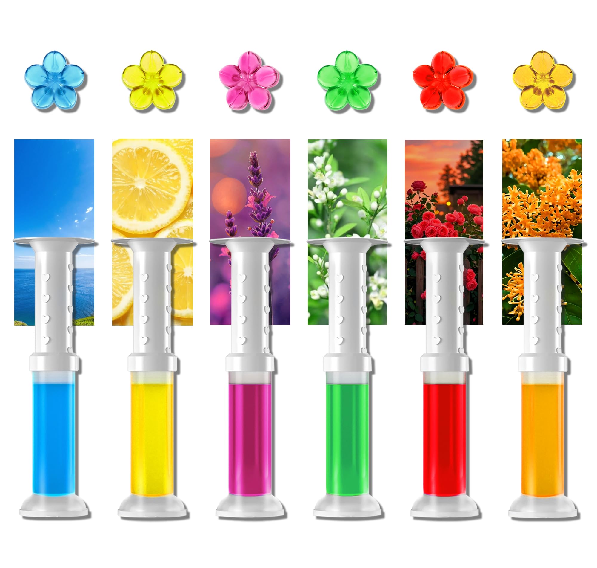 EKE Toilet Gel, Toilet Stain Removal Cleaning Air Freshener, 72 Flower Stamps, Pack of 6 Scents