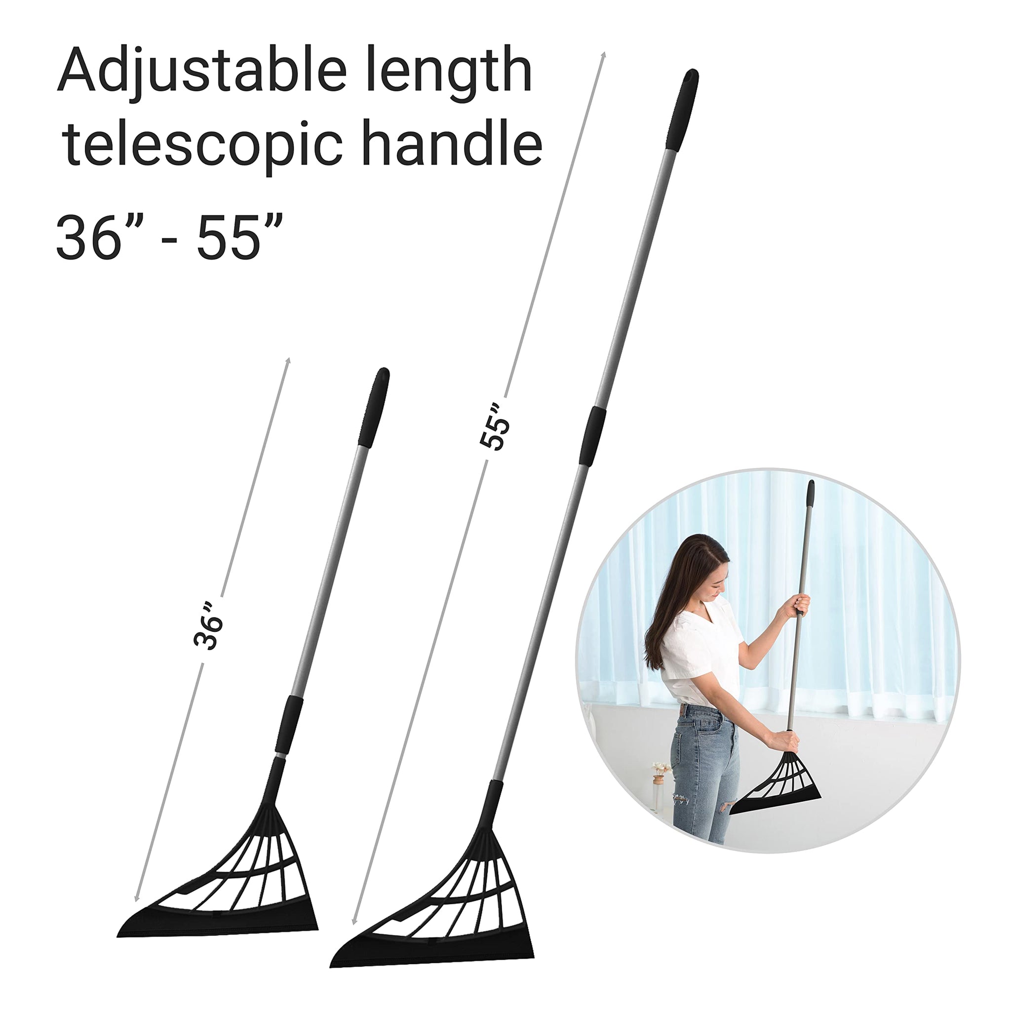 Original Broombi - All-Surface Silicone Broom, Squeegee, Pet Hair Remover - Smart Broom for Indoor Cleaning - Cleans Glass, Fine Dust, Hair, Liquids