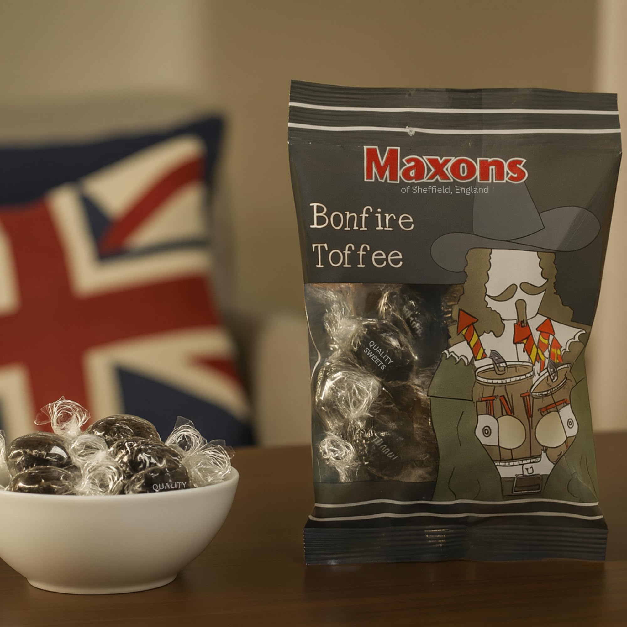 Maxons Bonfire Toffee 4.2 Oz (Pack of 3) Bag - Handmade Treacle Candy Individually Wrapped, Old Fashioned British Candy from England, English Hard