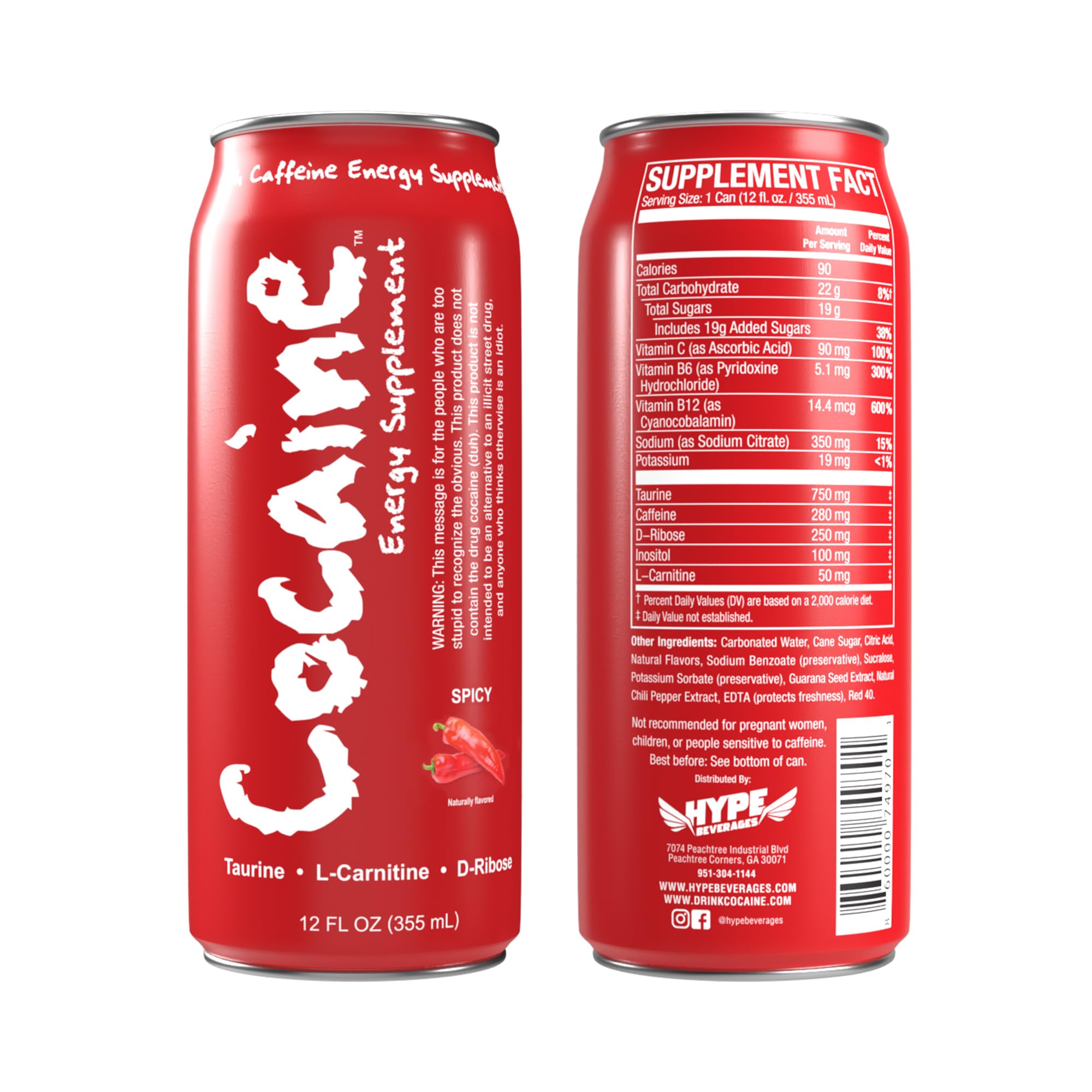 Hype Beverages Official Spice Blast Energy Drink - Spice Flavor with High Caffeine & Taurine, Vitamins & Antioxidants for Pre Workout Energy Boost