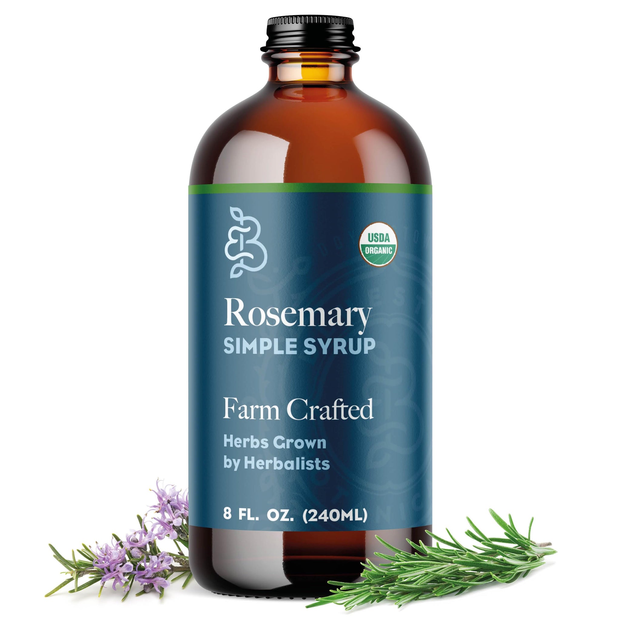 Bluestem Botanicals Organic Rosemary Simple Syrup, Mothers Day Gifts, 8 oz, Cocktail and Mocktail Mixer for Drinks, Non-Alcoholic