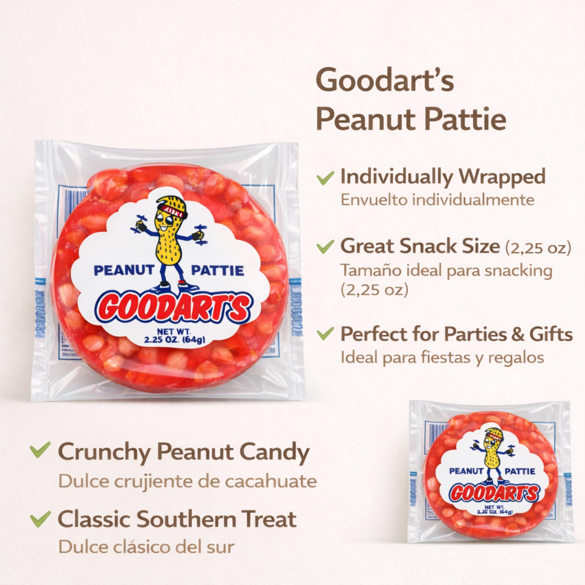 Goodart's 6-Pack Toffee Peanuts 2.25 Oz - Toffee Nuts, Sweet Nuts, Peanut Patties, Peanut Butter Bars Candy, Salted Nut Roll Candy Bars - Delicious