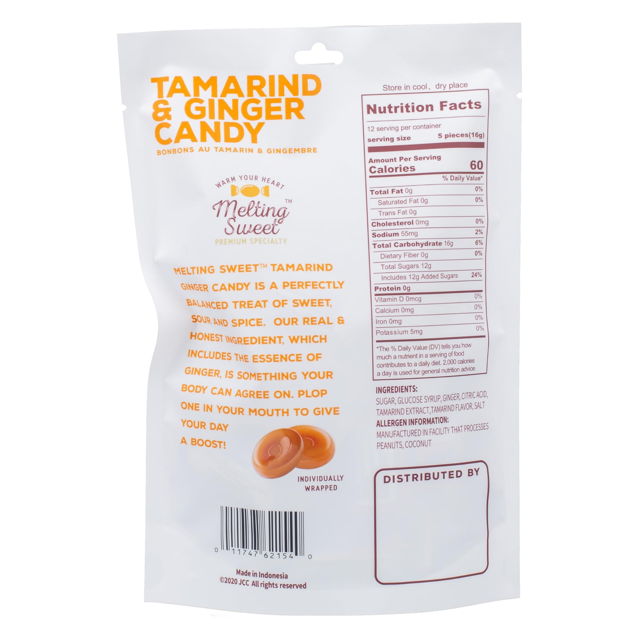 Melting Sweet Individually Wrapped Tamarind & Ginger Hard Candy (6.5 Ounce, Pack of 2)