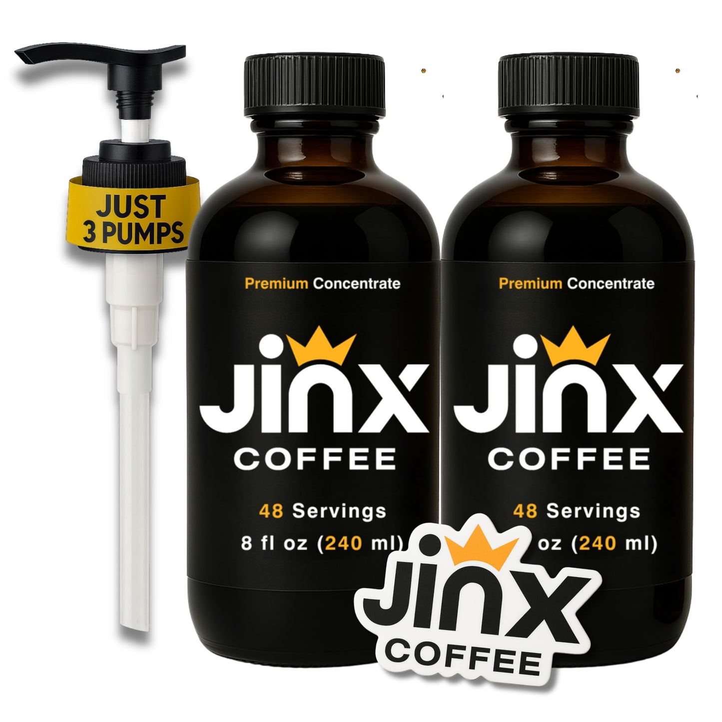 Jinx Coffee Concentrate - 50x Stronger Cold Brew Coffee | Strong Caffeine Concentrated Liquid, Perfect for Instant Hot or Iced Coffees, Cold Brew