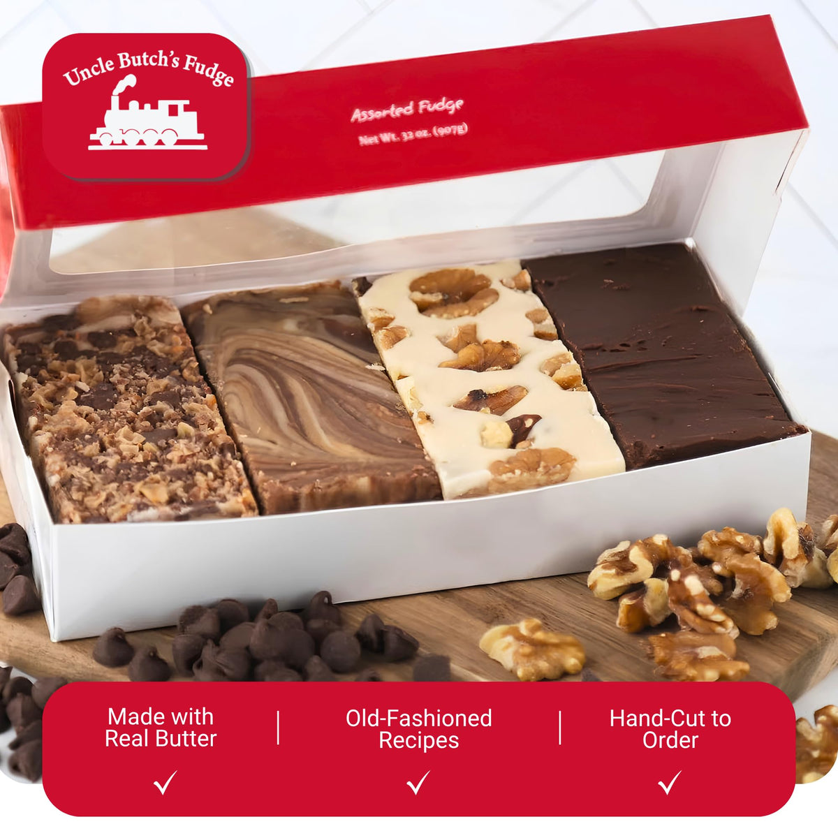 Uncle Butch's Fudge Custom Gift Box - Pick 2 of 70+ Flavors, 16oz (12 Pack)