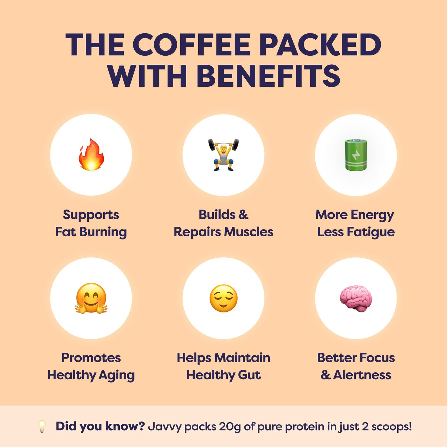 Javvy Protein Coffee Powder - Whey Protein Powder with Arabica Coffee, Zero Artificial Flavors & Sweeteners, 80 mg Caffeine, No Added Sugar, 20