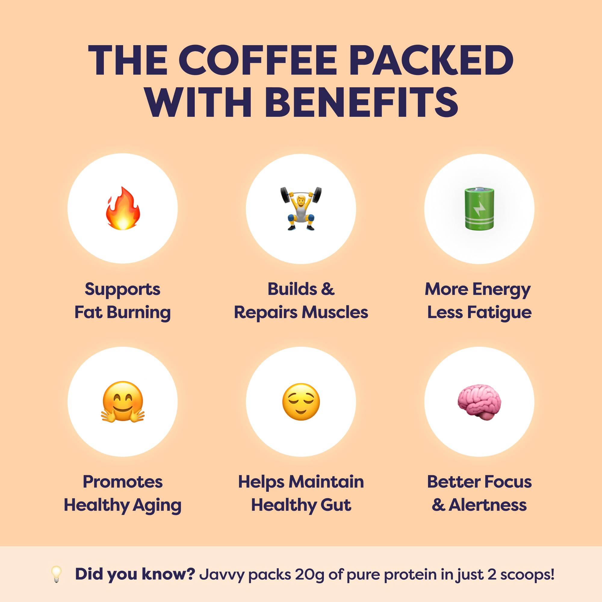 Javvy Protein Coffee Powder - Whey Protein Powder with Arabica Coffee, Zero Artificial Flavors & Sweeteners, 80 mg Caffeine, No Added Sugar, 20