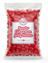 Jumbo Cinnamon Jelly Beans 1 lb - Spicy Sweet Flavor, Large Gourmet Jellybeans, Chewy Bulk, Bright Red for Buffets, Candy Dish, Baking, Holidays