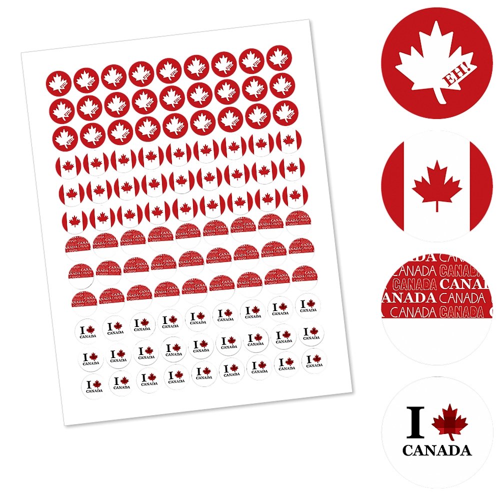 Canada DayParty Favors - Round Candy Stickers - 108pc
